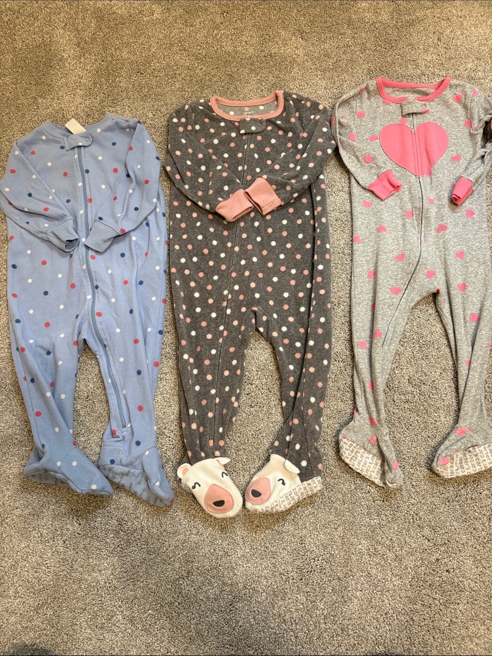 Carters/Old Navy toddler girl One-Piece feet Pajamas lot 18 months
